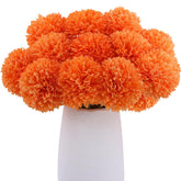 12 Pcs Artificial Chrysanthemums Fall Flowers Silk Orange Marigolds Flowers Fake Mums Flower For Autumn Dia De Los Muertos Diwali Day Of The Dead Home Decor (12, Orange)