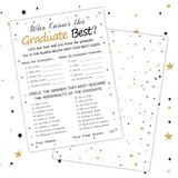 Graduation Party Game Cards - Who Knows The Graduate Best (36-Pack)- Graduation Party Collection Grad Celebration Party Supplies For High School/College/Senior School