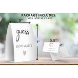 How Many, Bridal Shower Decorations, Bridal Shower Games - One Sign And 50 Cards(Many021)