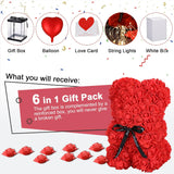 Rose Bear Valentines Day Flower Gifts For Her, Rose Teddy Bear With Lights, Cute Teddy Flower For Girl, Romantic Present For Women Wife Girlfriend Mom Grandma With Transparent Gift Box And Love Card