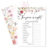 Floral Fill In Baby Shower Game Cards - The Price Is Right Game For Boys & Girls - Watercolor Flowers Baby Announcement Gender Reveal Baby Shower Party Activities For New Parents To Be - B04