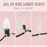 Christmas Light Clips All In One Clips 100Pack, Universal Gutter And Shingle Clip Hooks For Hanging C7, C9 And Mini Lights, Outdoor Xmas Holiday Light Hanger Clips Outside, No Tools Required