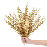 12 Pieces Gold Eucalyptus Stem 16 Inch Artificial Eucalyptus Spray Fake Leave Decor Fall Faux Floral Arrangement Faux Flower For Wedding Party Bouquet Home Farmhouse Vase Diy Craft