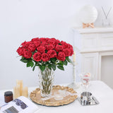 60 Pcs Artificial Rose Flower Realistic Faux Silk Roses Stem Fake Roses Bouquet For Flower Arrangement,Wedding Centerpieces,Party,Home Decorations (Burgundy)