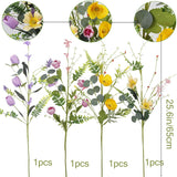 4 Pcs Wildflowers Artificial Flowers Daisies Roses And Poppies Faux Wildflowers Summer Flowers Artificial For Decoration Spring Silk Floral Arrangement Wedding Party Table Centerpieces Home