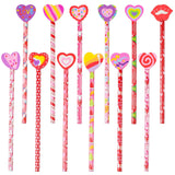 24Pcs Valentine'S Day Pencils With Erasers Topper Decorated With Love Hearts Lips Assortment Valentine Stationery Pencil Bulk For Valentine'S Day Goodie Bag Filler School Teacher