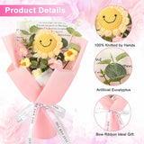 Completed Crochet Flowers Bouquet, Knitted Flowers Rose Daisy Sunflowers Artificial Mix Handmade Bouquet For Lover Mother Father Teachers Home Decor(Smile Sunflower-Pink