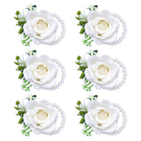 Ivory Rose Wrist Corsage Wristlet Band Bracelet For Women Set Of 6 Wedding Bride Bridesmaid Wrist Corsage Artificial Flowers For Wedding Ceremony Anniversary Prom Flowers Formal Dinner Party(6, White)