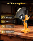 Cordless LED Work Light Compatible with Dewalt 20V MAX Battery Portable Flashlight with USB Ports Pivoting Head