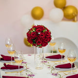 Flower Balls Wedding Rose Centerpieces: 6 Pcs Crimson Fake Flowers Kissing Balls Decor Artificial Floral Arrangements Flower Bouquet Of Roses Home Party Table Diy Decorations