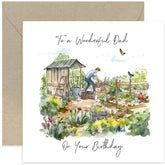 Old English Co. Gardening Happy Birthday Card For Dad - Garden Vegetable Allotment Greeting Card For Dad From Son Daughter - Birthday Cards For Him | Blank Inside With Envelope