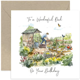 Old English Co. Gardening Happy Birthday Card For Dad - Garden Vegetable Allotment Greeting Card For Dad From Son Daughter - Birthday Cards For Him | Blank Inside With Envelope