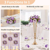 Peony Artificial Flowers For Centerpieces: 2 Pcs 9.4 Inch Diam Purple Faux Peony Flowers Fake Flower Balls Arrangement Bouquet Wedding Centerpieces For Tables Wedding Centerpiece Decorations