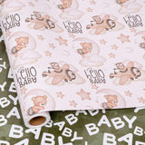 Reverible Baby Shower Wrapping Paper Roll Baby Gift Wrap Sheets With Green Brown Bear Airplane And Baby Words Pattern For Girls Boys Wedding Neutral Baby Shower Birthday Party - Total 28.5Sq.Ft