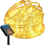 46FT Solar Rope Lights 120 LED Warm White Waterproof Outdoor String Lights with 8 Modes