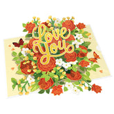 4Bo Valentines Pop Up Card, Roses Flower Pop Up Card For Mother, Mom, Grandma, 3D Birthday Card, Pop Up Anniversary Cards For Wife, Husband, Birthday Gift, I Love You Card