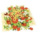 4Bo Valentines Pop Up Card, Roses Flower Pop Up Card For Mother, Mom, Grandma, 3D Birthday Card, Pop Up Anniversary Cards For Wife, Husband, Birthday Gift, I Love You Card