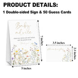 Baby In Bloom Baby Advice Cards For The Parents-To-Be, Spring Wildflowers Baby Shower Decorations Favors, Gender Neutral Party Supplies, 1 Sign & 50 Cards-B01