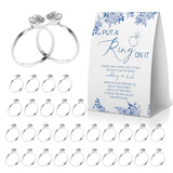 Put A Ring On It Bridal Shower Game, Don'T Say Bride Ring Game, Something Blue Before I Do Decorations, Blue Floral Sign With 50 Fake Rings, Wedding Shower Games 50 Guests -Rgput04