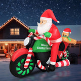 6Ft Christmas Decoration Inflatable Santa Riding Motorcycle With Gingerbread Man Lighted Blow Up Santa Claus Outdoor Dec