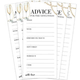 Wedding Shower Games Cards, Advice Cards For The New Couples Mr And Mrs, 25 Pcs Pearls And Champagne Bridal Wedding Activities Game For Guests, Bridal Shower Party Decorations, 4X9 Inch-C09