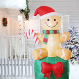 Christmas Inflatable Gingerbread Man With Giant Gift Box 6 Ft, Outdoor Xmas Holiday Decorations Blow Up, Inflatable Yard