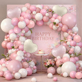 126Pcs Pink White Balloon Arch Kit, Different Sizes 18 10 5 Inch Pink White Sand Latex Balloons And Heart Foil Balloons Pink Balloon Garland Arch Kit For Birthday Wedding Bridal Baby Shower Decoration