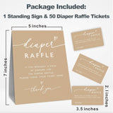 Minimalism Brown Diaper Raffle Game Kit For Baby Shower - 1 Standing Sign & 50 Tickets, Decorations For Gender Reveal, Neutral Announcement, Party Favor & Supplies -A06