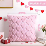 Valentines Pillow Covers 18X18 Inch Set Of 2, Valentines Day Decorations Pink Soft Plush Faux Fur Jacquard Heart Throw Pillow Covers For Couch Sofa Home Office Living Room Bedroom Decor (Pink)