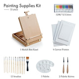 Kit, Tabletop Easel Set With 12 Acrylic Paints, 13 Paint Brushes, 4 Canvas Boards, 2 Palette Knives & Plastic Palette, Gift For Artists & Adults