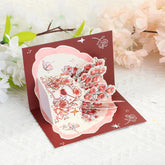 Pop Up Red Rose Flower Card 3D Paper Flower Card for Mother's Day Birthday Anniversry Valentines Day Thank You, 6 IN Romantic Card for Mom Wife Girlfriend with Message Tag and Envelope