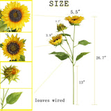 Artificial Sunflowers Silk Flowers Fake Branches Decorative Plants Stems For Home Office Shop Decor (2Pcs)