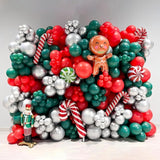 Christmas Balloon Arch Kit 140Pcs - Red, Green, Silver Balloons - Candy Cane, Foil - Christmas Party Decorations