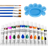 Complete Acrylic Painting Set For Beginners & Kids,12 Vibrant Colors (12Ml,0.4Oz),5 Brushes,1 Palette,All-In-One Art Supplies Kit For Learning,Crafts & Fun