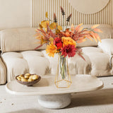 Fake Flowers With Vase, Artificial Flowers For Decoration Faux Flowers Arrangements Bouquet For Home Decor Table Centerpieces Kitchen Dining Room Wedding ?Deep Orange?