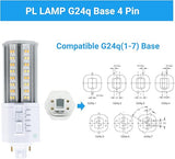 G24Q 4 Pin LED Light Bulb 14W 1850 Lumens 5CCT Dimmable 32W CFL Replacement Ballast Bypass