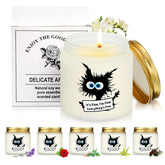 6 Set Valentine Cat Lover Gifts For Women Funny Black Cat Scented Candles It'S Fine Everything Is Fine Inspirational 3.5 Oz Soy Wax Jar Candles Gift For Mom Lady Teacher Coworker Birthday