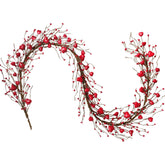 TEMPUS Valentine's Day Heart Garland 5.9ft Red Heart Berry Garland Artificial Valentine's Day for Front Door Wedding Anniversary Party Candlelight Dinner Decorations