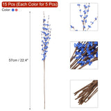 15Pcs Artificial Flowers 22.4" Faux Flowers Fake Bulk Branches Bouquets For Home Office Garden Vase Table Wedding Decoration, White, Blue, Red