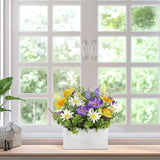 Table Floral Arrangement Centerpiece, Faux Flowers In Wooden Vase, Silk Flowers For Home Decor Indoor, Spring Summer Flower Farmhouse Table For Living Room Dining Coffee Table Shelf Decor