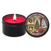 Holiday Home - Container Candle, 6 Oz - Made With Beeswax, Coconut And Soy - Black Tin Candle - Handmade In The Usa - - Christmas And Winter Candles