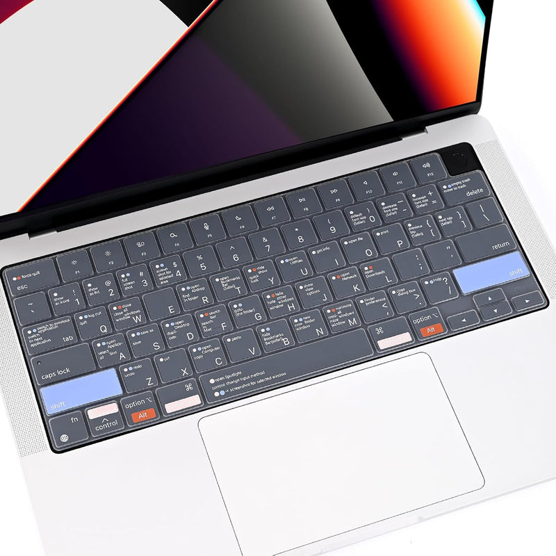 Keyboard Cover Skin With Mac Os Shortcut Hot Keys For 2023 Macbook Air 15" M2