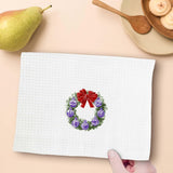 Chinoiserie Christmas Wreath Tree Kitchen Towels Set Of 2, Grandmillennial Christmas Topiary Tree Dish Tea Towels, Xmas Coquette Bow Trees Hand Towel For Kitchen Bathroom Decor 16X24Inch