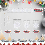 132 Pcs Christmas Tree Ornaments Set Glitter Poinsettia Flowers 2.36 Inch Christmas Balls Snowflakes Decorations Artificial Berry Picks For Xmas Tree Wreath, Hooks Included(White)