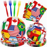 96 PCS 2026 Soccer Plates and Napkins, Soccer Birthday Party Decorations with Dinner Plates, Dessert Plates, Napkins and Forks for Sports Soccer Party, Serves 24