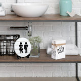 Farmhouse Funny Bathroom Signs - 3D Round Shiplap Signs And Book Stack - Hello Sweet Cheeks - Rustic Decor For Restroom Shelf