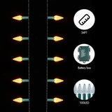 Battery Operated Christmas Lights 100 Led 34Ft C6 Christmas String Lights With 8 Modes, Timer, Waterproof Design For Ind