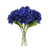 6 Pcs Blue Hydrangea Artificial Flowers Bouquets, Silk Hydrangea Heads With Thick Stems, Faux Hydrangeas Bulk Home Wedding Party Table Decoration