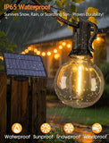 25FT Solar G40 String Lights Waterproof Dimmable Patio Lights with Remote 10+1 Bulbs