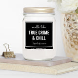 You Nique Designs True Crimes & Chill Scented Candle, 8 Oz, True Crime Gifts For Women, Serial Killer Gifts For Women, Crime Junkie Merch, All Natural Soy Vegan Candles (Lavender & Vanilla)